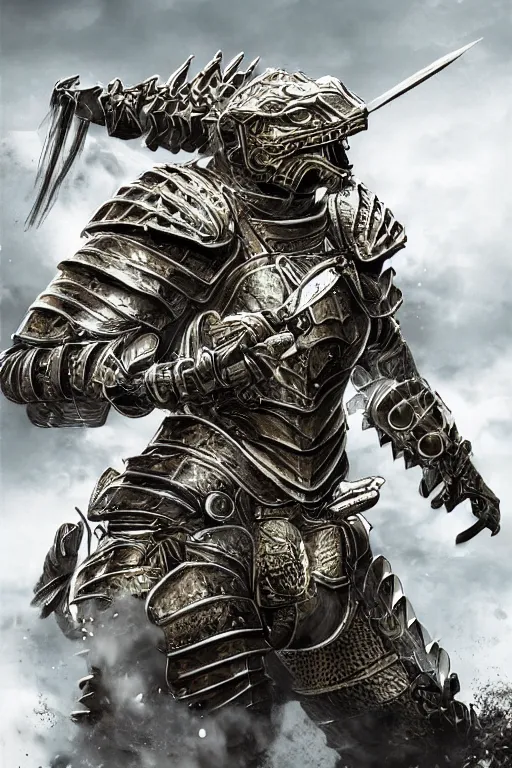 Image similar to portrait of a armored tiger knight. hyper realistic digital art. intricate. high detail.