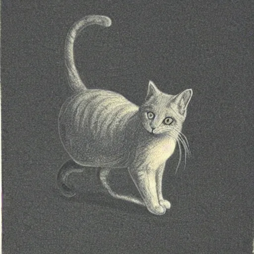 Image similar to “a cat in field in the style of Mezzotint”