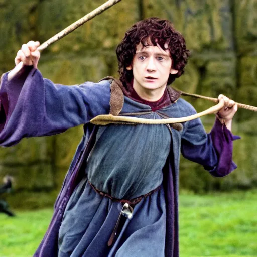 Prompt: frodo baggins playing quidditch