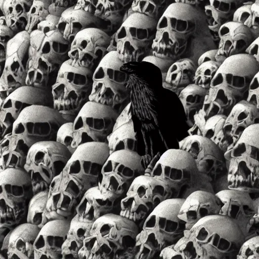 Image similar to dark raven perch on a mountain of skulls