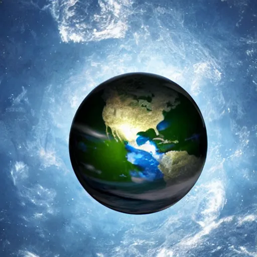 Prompt: a soap bubble containing the earth. Award winning, trending on