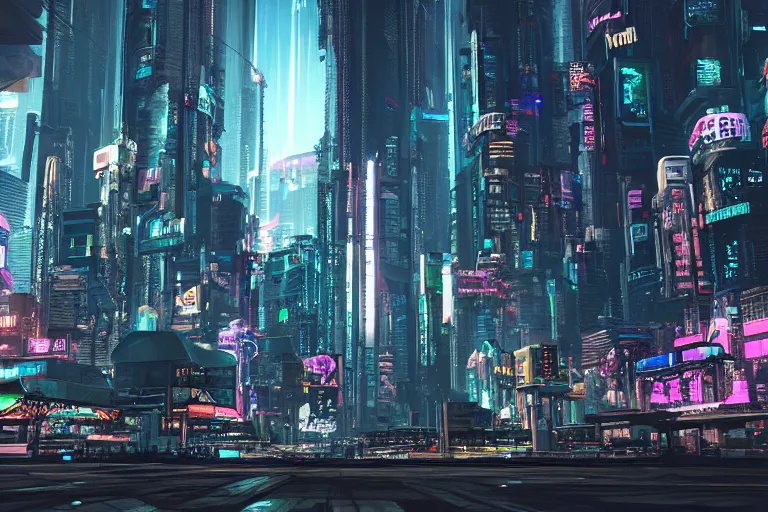 Image similar to a magnificent cyberpunk city. photorealism.