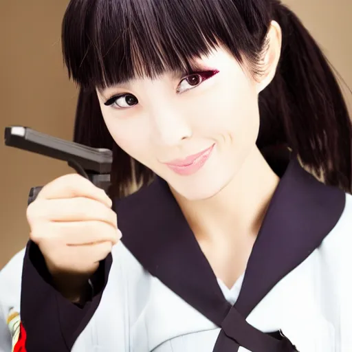 Image similar to Chinese woman, odango with ponytails, eyepatch, military uniform