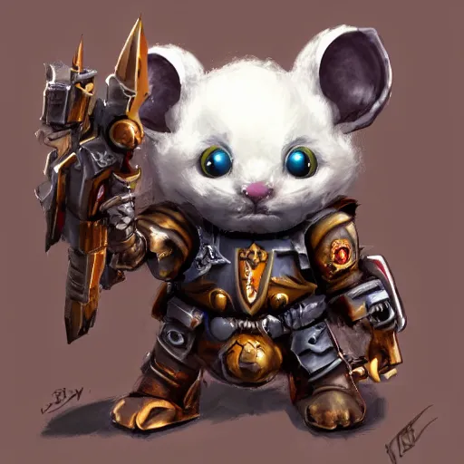 Image similar to cute white mouse in the style of warhammer 4 0 k, epic, concept art, trending on artstation