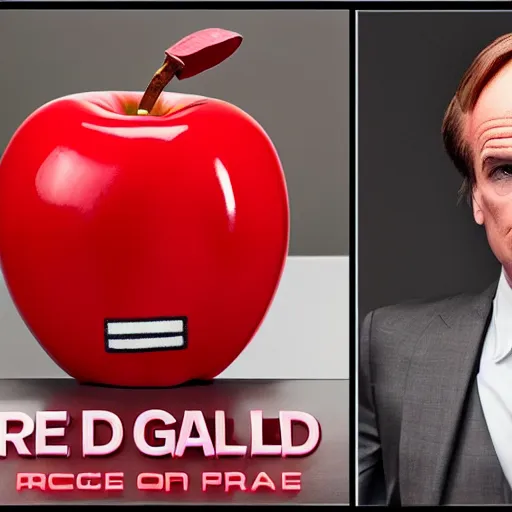 Image similar to red apple with the face of saul goodman