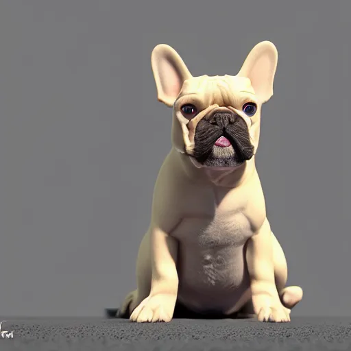 Image similar to french bulldog, anime, disney, pixar, 8 k, hd, dof, kodak film, volumetric lighting, subsurface scattering, photorealistic, octane render, details