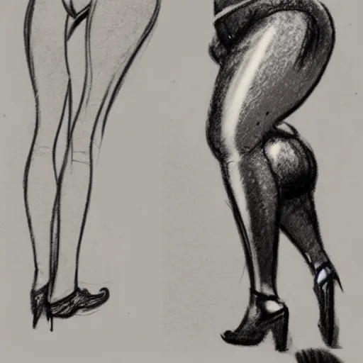 Image similar to milt kahl sketch of thick cuban girl wearing black yoga pants