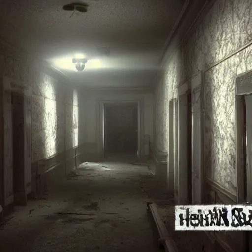 Image similar to walking through the inside of a haunted asylum, detailed, cinematic, unreal engine