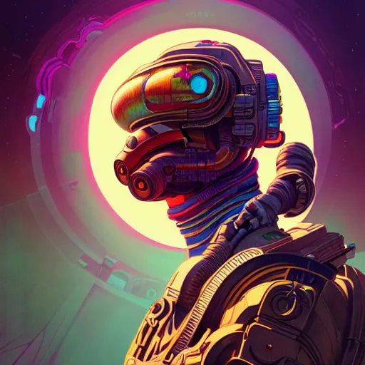 Image similar to high quality high detail portrait of a halo 3 diesel punk character in an alien world, tristan eaton, victo ngai, artgerm, rhads, ross draws, hyperrealism, intricate detailed, alphonse mucha, 8 k, sci - fi, pastel colors, artstation,