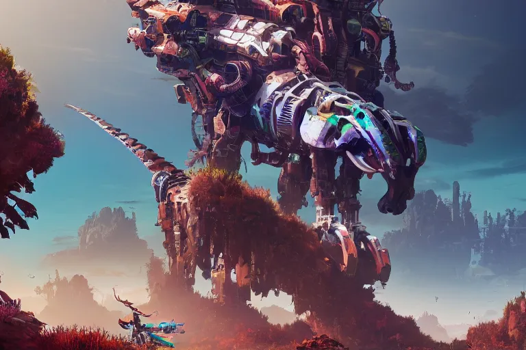 Image similar to tideripper machine mecanical creature robot of horizon forbidden west horizon zero dawn bioluminiscence global illumination ray tracing hdr fanart arstation by ian pesty and alena aenami artworks in 4 k