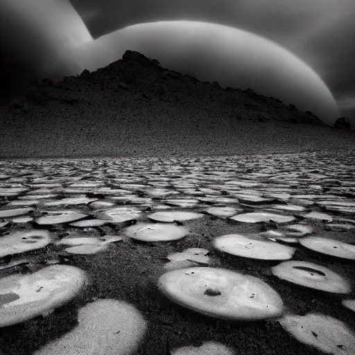 Prompt: a stunning, moody photograph from an alien planet.