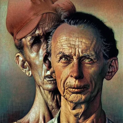 Prompt: The American Dream by Norman Rockwell & Zdzisław Beksiński