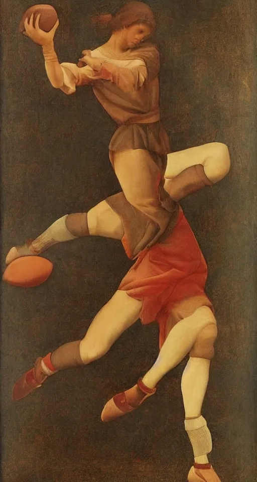 Image similar to Olivia Newton-John playing football by Leonardo da Vinci