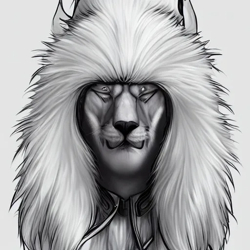 Image similar to funny cartoon portrait of a white panter with a very long fur and a wizard hat, fantasy, trending on artstation, heroic pose, illustration, highly detailed, profile picture, 8k