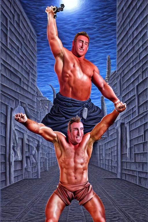 Prompt: hyperrealism billy herrington as a ninja wallpaper in style of rob gonsalves and giger and araki nobuyoshi