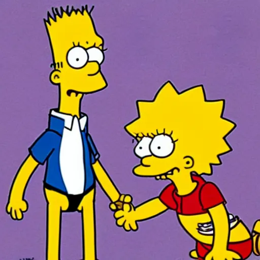 Prompt: Calvin and hobbes in an episode of the simpsons