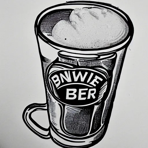 Image similar to pint of beer, inking