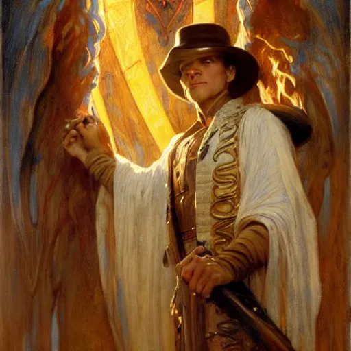 Image similar to powerful wizard. highly detailed painting by gaston bussiere and j. c. leyendecker 8 k