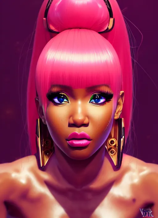 Image similar to nicki minaj, evangelion, au naturel, hyper detailed face, sharp focus, bokeh, depth of field, digital art, trending in artstation, cinematic lighting, studio quality, smooth render, unreal engine 5 rendered, octane rendered, art style by klimt and nixeu and ian sprigger and wlop and krenz cushart