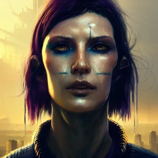 Prompt: cyberpunk, wintermute, neuromancer, closeup portrait of an evil ai, dramatic light, city background, sunset, dystopian setting, high contrast, sharp, painted by stanley lau, painted by greg rutkowski, painted by stanley artgerm, digital art, trending on artstation