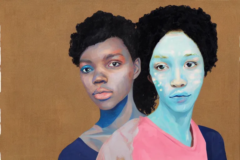 Image similar to a girl pirate with iridescent skin by amy sherald