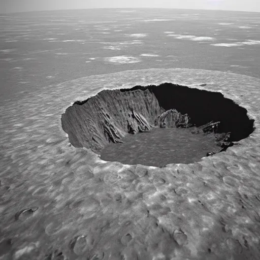 Image similar to a large nuclear crater in manhattan, realistic, taken on a ww 4 camera.