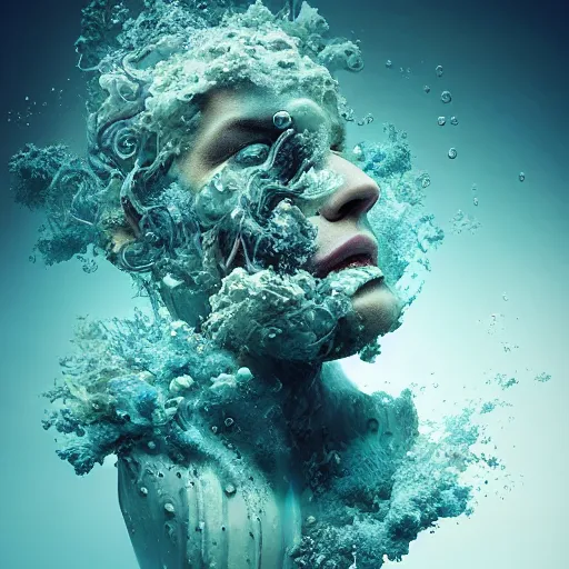 Image similar to underwater ink, liquified, highly detailed, photorealism, digital art, 3 d object, octane rendering, unreal engine, by alberto seveso