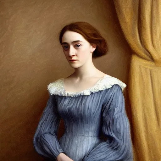 Prompt: a true-to-life portrait of Saoirse Ronan painted by Edward Leighton