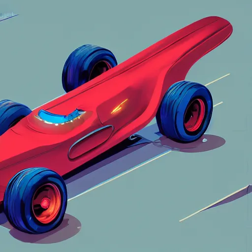 Prompt: isometric hotrod drag racer, extended front axle, large back wheels, concept art by petros afshar and christopher balaskas and marius borgeaud and kiliain eng, well proportioned, highly detailed