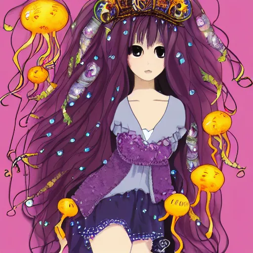Image similar to Jellyfish Princess in the style of wlop