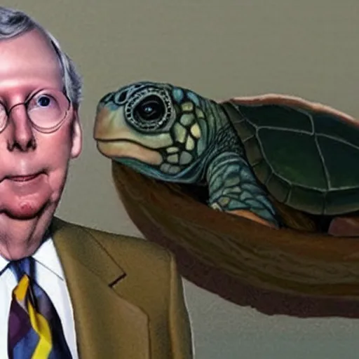 Prompt: mitch mcconnell as a turtle, hyper - realistic