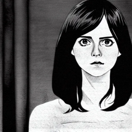 Image similar to Movie Still of Emma Watson as Tomie by Junji Ito