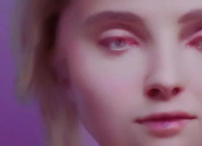 Image similar to cinematic mid shot of a high detail, refined woman's face looking off camera. fine facial features. she stands in an empty, pastel colourful 3 d, forrest scene, shallow depth of field, at the scene of a crime, by jeffrey smart and gregory crewdson and edward hopper, inspired by the grand budapest hotel