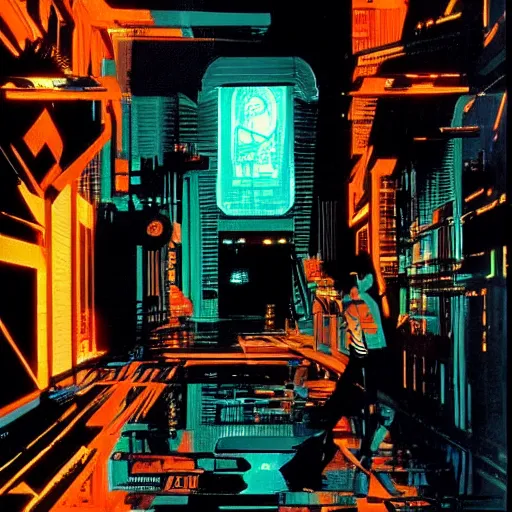 Image similar to neuromancer, painted by syd mead