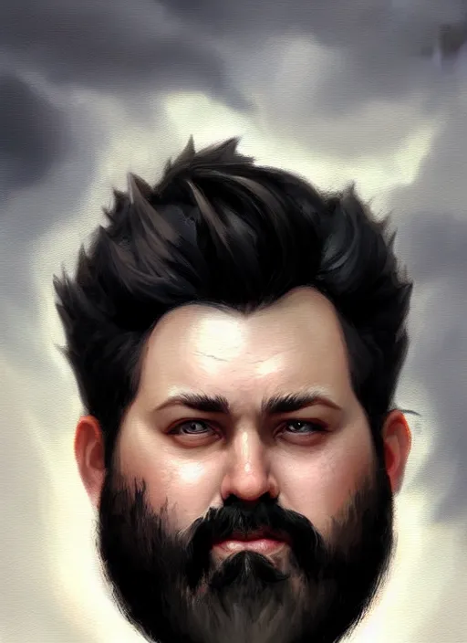 Image similar to a _ fantasy _ style _ portrait _ painting _ of white male short black hair chubby disconnected beard, rpg dnd oil _ painting _ unreal _ 5 _ daz. _ rpg _ portrait _ extremely _ detailed _ artgerm _ greg _ rutkowski _ greg