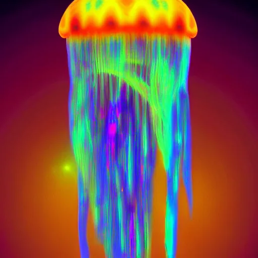 Image similar to a jellyfish, trending on cgsociety, abstract illusionism, global illumination, iridescent, holographic