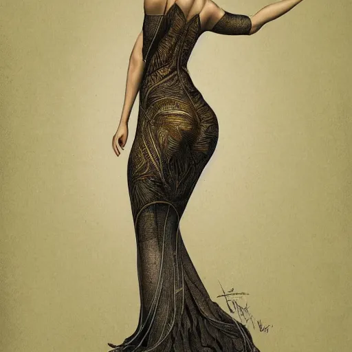 Prompt: wearing a full tight curvy long dress female, soft painting of a curiosities graceful dream like carnival, perfectly detailed linework, symmetrical accurate intricate sensual features, highly detailed, artstation, sharp focus, tom bagshaw