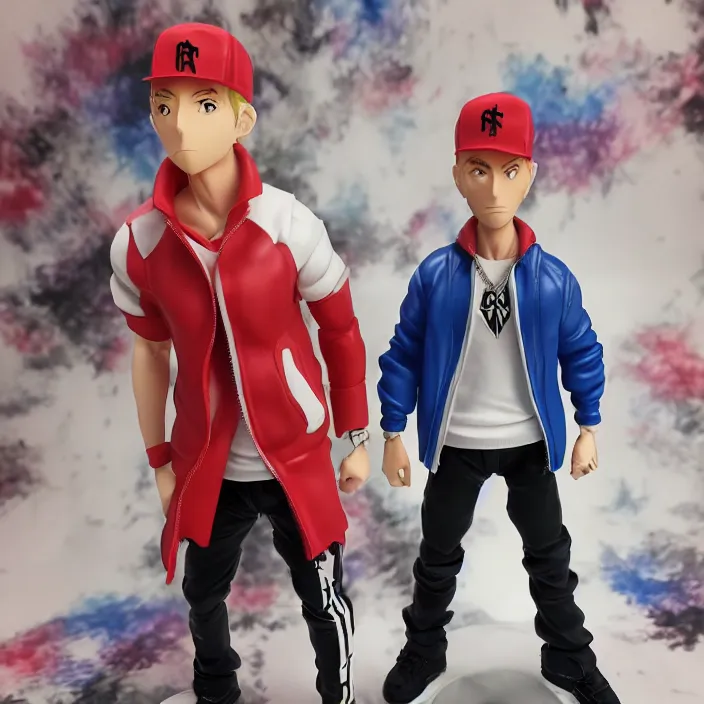 Image similar to a anime of Eminem, figurine, product photo, detailed