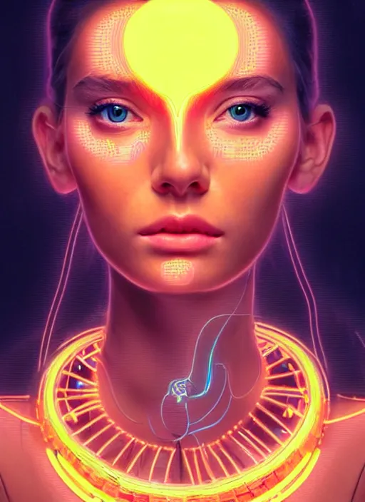 Image similar to a highly detailed photo of very intricate female face full body portrait, futurism, rococo cyber neon lighting, detailed futuristic fibonacci jewelry, profile posing, hyper photorealistic, crispy quality, digital photography, trending in pinterest, cinematic, 4 k ultra hd, art by pascal blanche, art by greg rutkowski, art by artgerm,