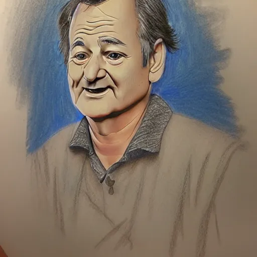 Prompt: Elegant portrait of bill murray, friendly, photorealistic, facial detail, color drawing, in the style of busytown