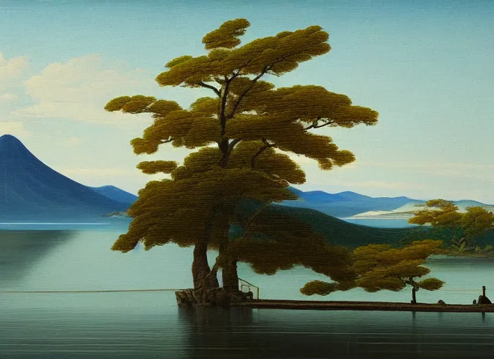 Image similar to hokkaido, japan in the style of hudson river school of art, oil on canvas