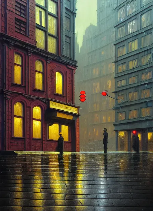 Image similar to hyper detailed 3d render like a Oil painting - the rainy city, by Jacek Yerka, Mariusz Lewandowski, Houdini algorithmic generative render, Abstract brush strokes, Masterpiece, Edward Hopper and James Gilleard, Zdzislaw Beksinski, Mark Ryden, Wolfgang Lettl, hints of Yayoi Kasuma, octane render, 8k