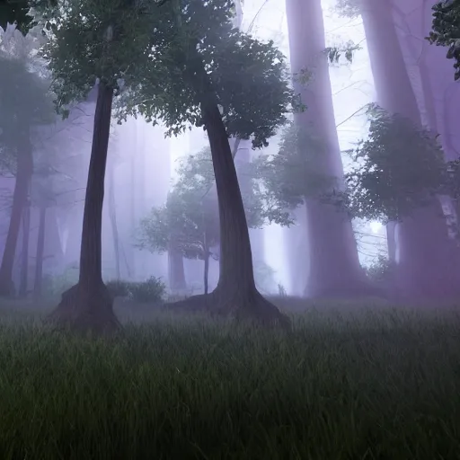 Image similar to a mystical forest by night , unreal engine 5.