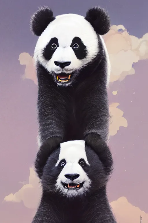 Image similar to portrait of a panda, tooth wu, dan mumford, beeple, wlop, rossdraws, james jean, marc simonetti, artstation giuseppe dangelico pino and michael garmash and rob rey and greg manchess and huang guangjian and makoto shinkai