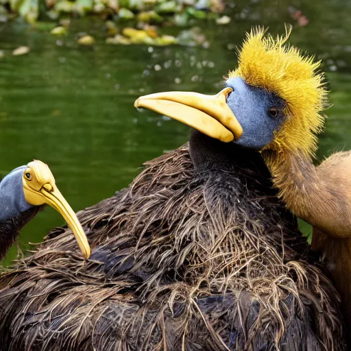 Prompt: a dodo with golden feathers, discovery channel footage