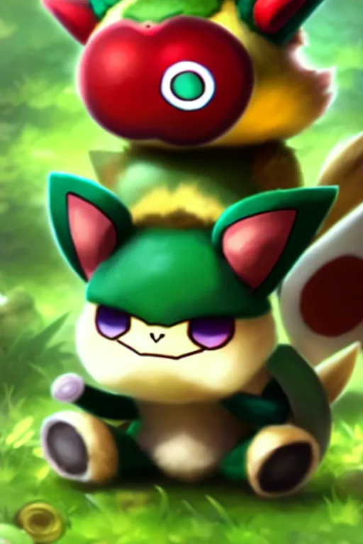 Image similar to teemo, a pokemon trading card of teemo, highly detailed pokemon trading card screenshot