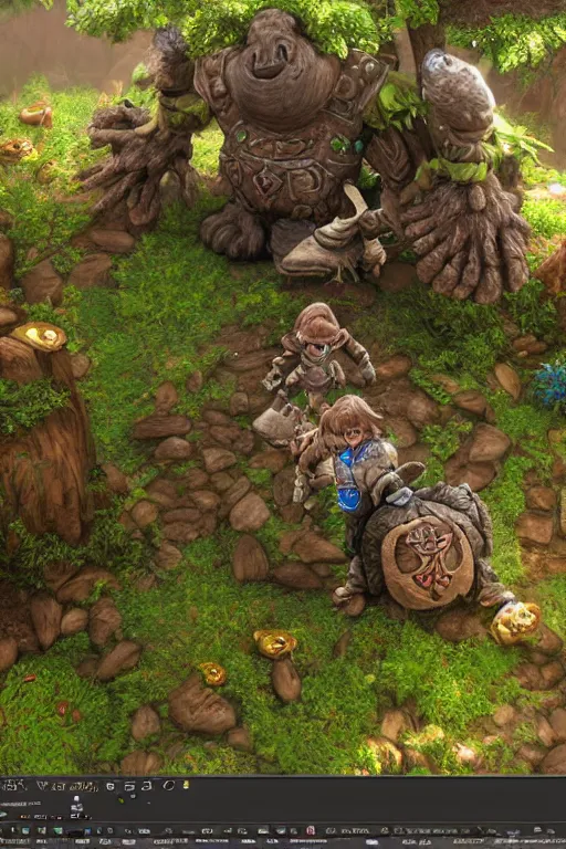 Image similar to zelda fantasy art giant golem troll wood rock greeble gemstone, global illumination ray tracing hdr fanart arstation by sung choi and eric pfeiffer and gabriel garza and casper konefal