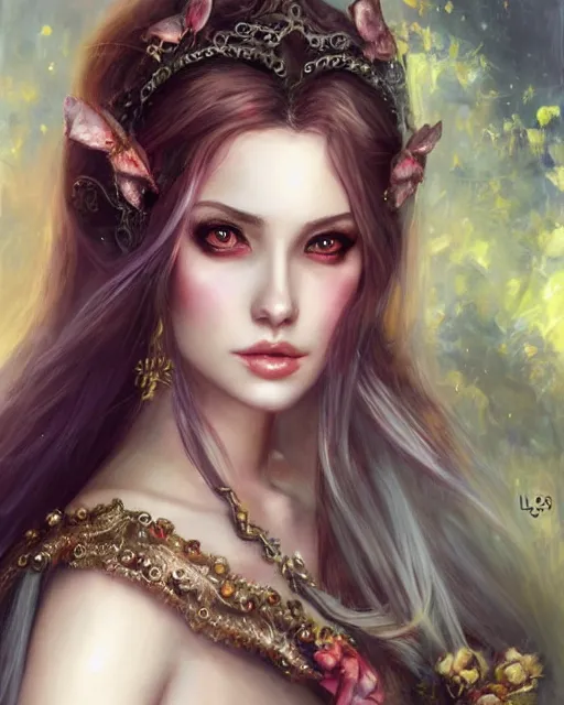 Image similar to a beautiful female fantasy portrait by Laura Sava