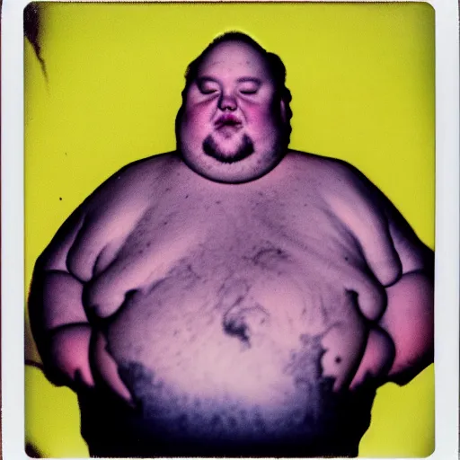 Image similar to color polaroid portrait of a fat man by andy warhol. photography, instant photography, color accurate