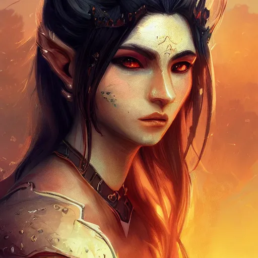 Prompt: portrait a one beautiful fantasy warrior, 8k, trending on artstation